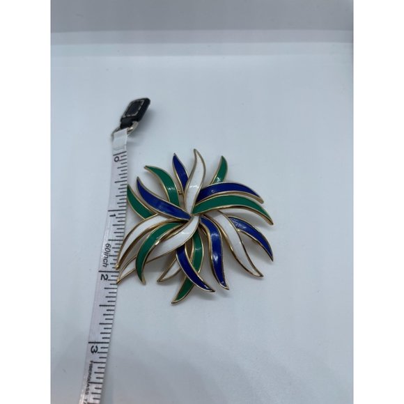 Mid-Century Crown TRIFARI Harlequin Enamel Gold To - Picture 3 of 5